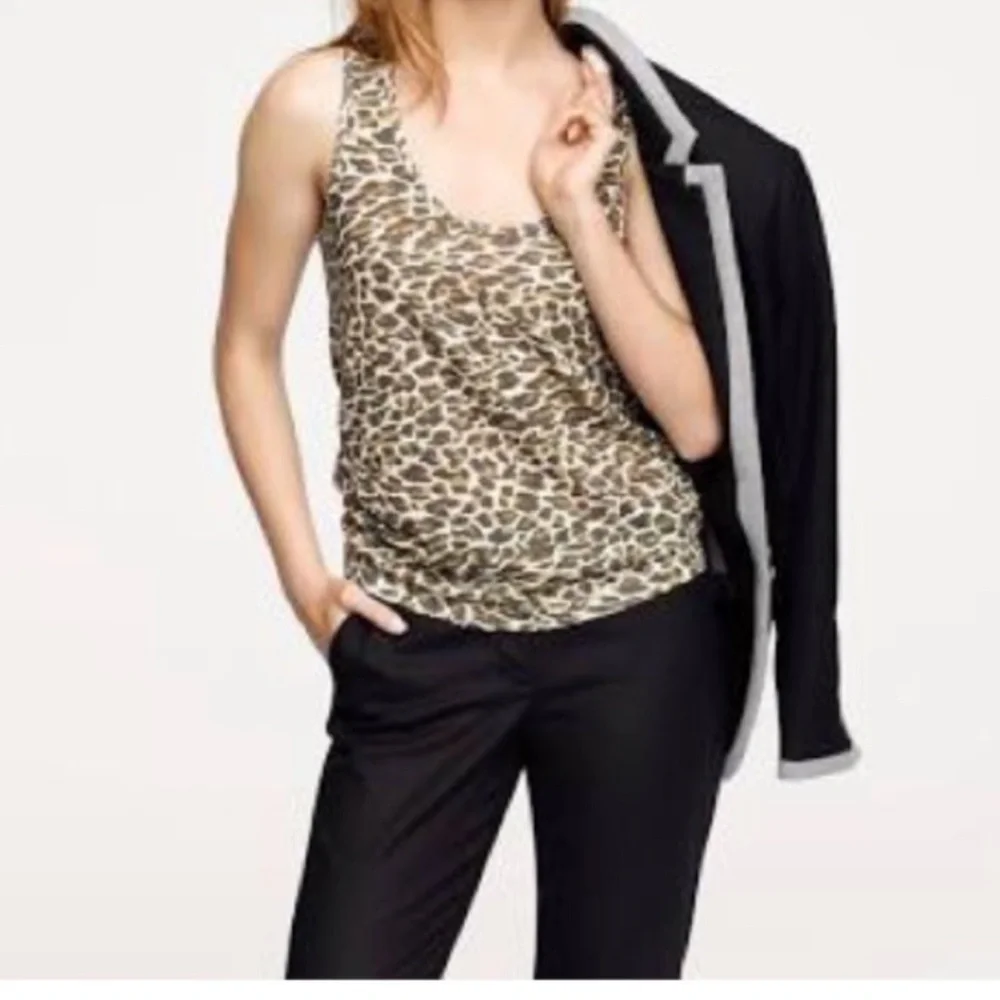 J. Crew Leopard Print Linen Blend Tank